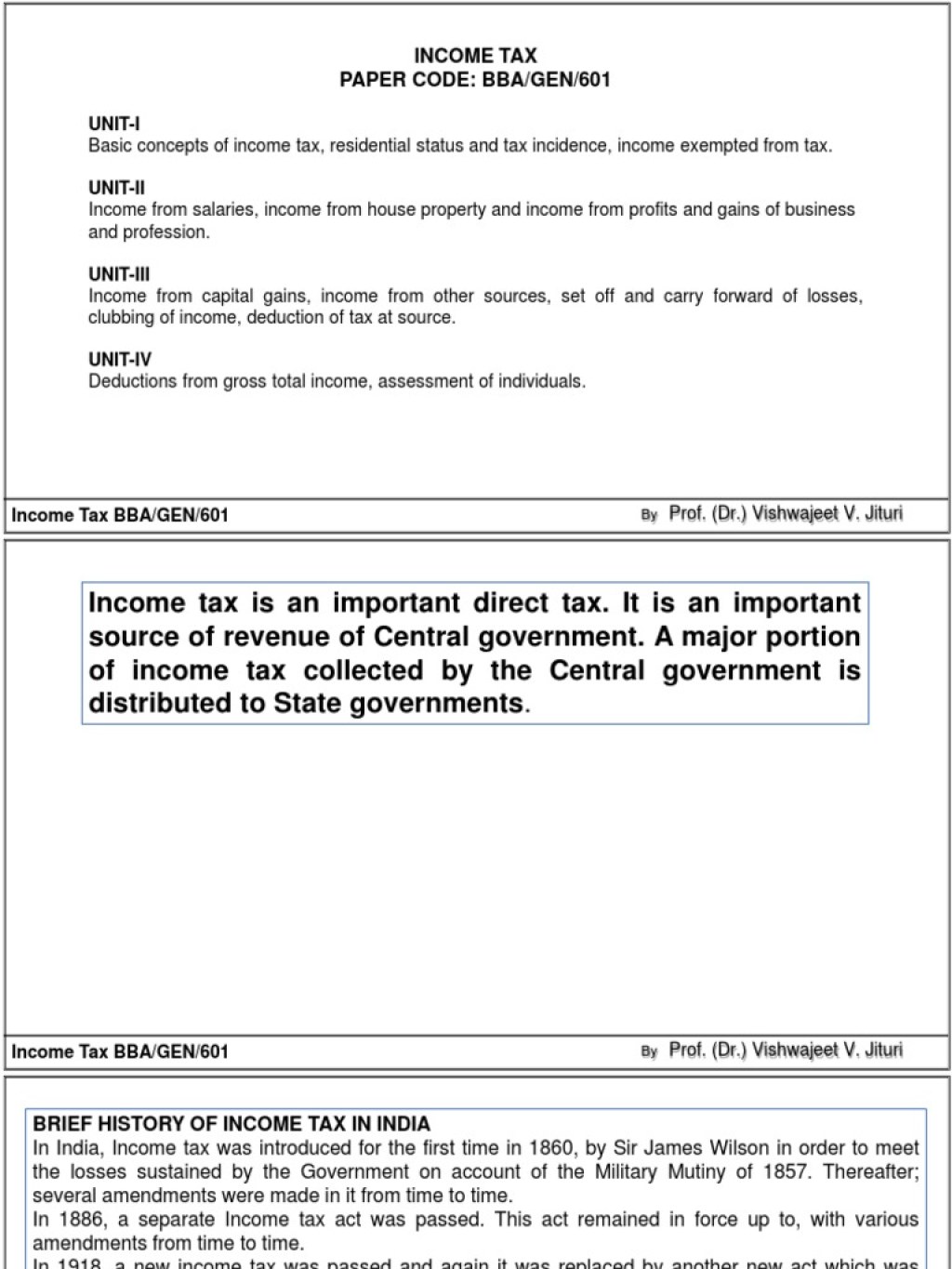 Picture of: NOTES  – Income Tax 0 – BBA- Sem  PDF  Taxes  Income Tax