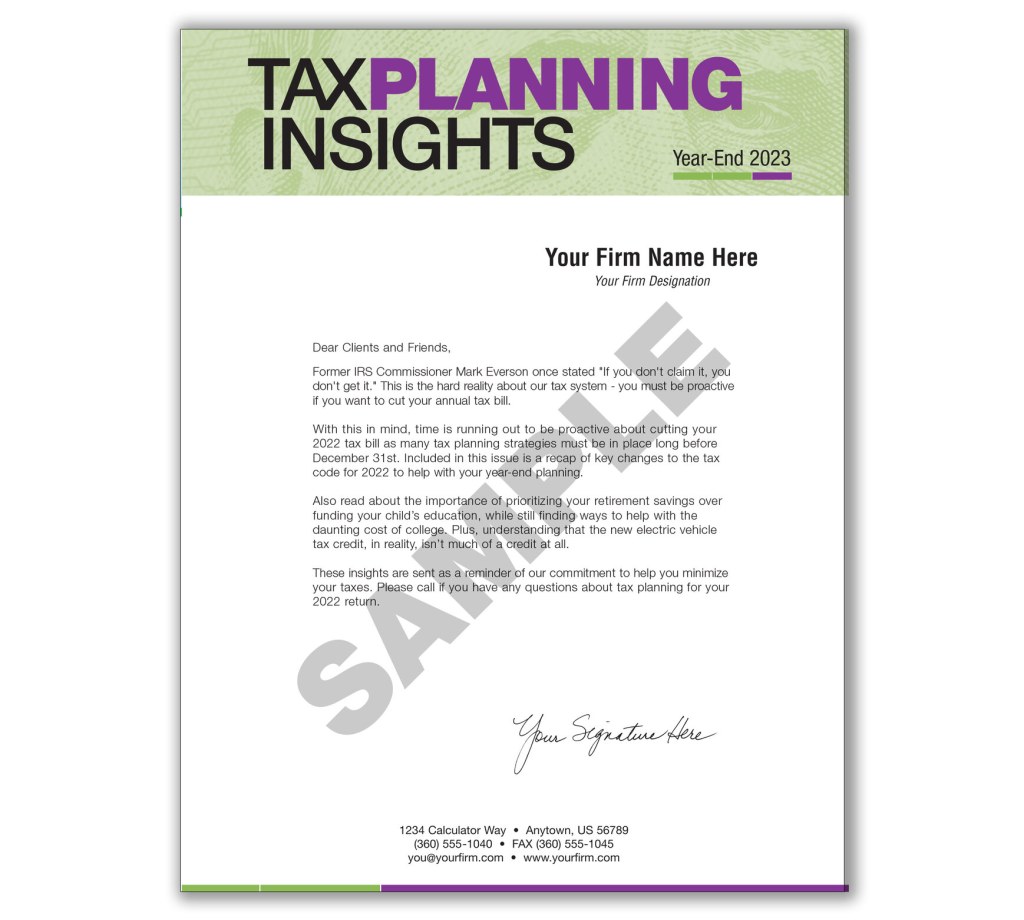 Picture of: Tax Planning Insights Letters (Subscription) – Item: #-1