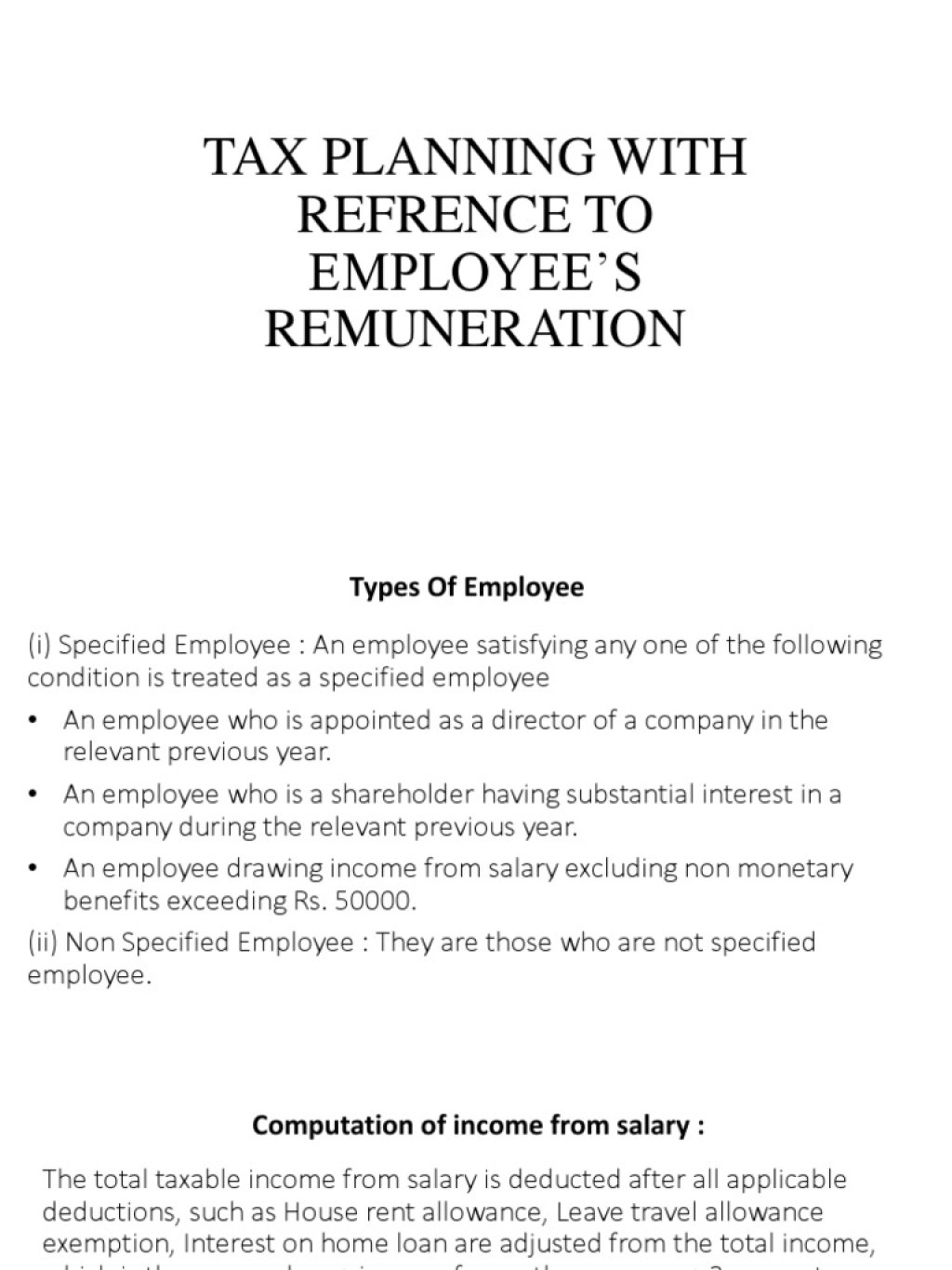 Picture of: Tax Planning With Refrence To Employee’s Remuneration  PDF